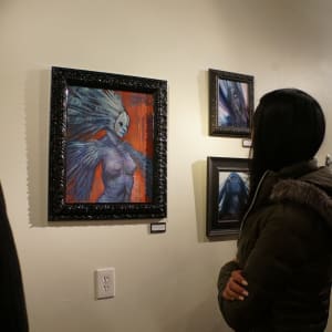 Fire Flight by Lydia Burris  Image: Fire Flight framed at featured at the Maleficium dark art group show in Chicago, 2015