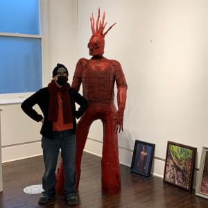 Imaginary Friend: The Guardian by Lydia Burris  Image: Dropping the Guardian off at the Harrison Center (Indianapolis) for their "Brrrgundy": annual color theme show, Dec 2020. 