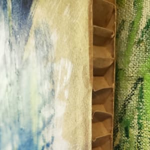 An Untitled Painting on Cardboard by Anna Lyle  Image: edge detail of cardboard substrate