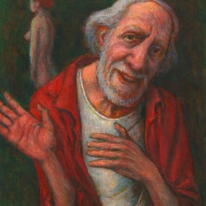 Old Man Dancing with Nude 2 by Leopold Segedin