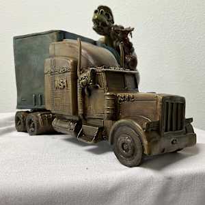 WIDE LOAD. TRACTOR TRAILER by JACINTHE LACROIX. MASTER SCULPTOR AND ARTIST 