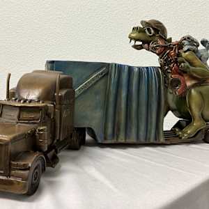 WIDE LOAD. TRACTOR TRAILER by JACINTHE LACROIX. MASTER SCULPTOR AND ARTIST 
