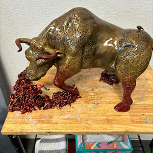 BULL AND ROSE by JACINTHE LACROIX. MASTER SCULPTOR AND ARTIST 