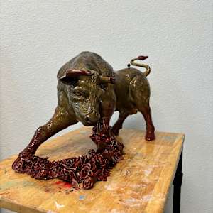 BULL AND ROSE by JACINTHE LACROIX. MASTER SCULPTOR AND ARTIST, Image 3.