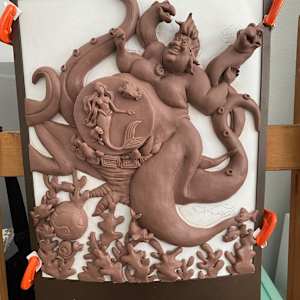 WAVE OF DECEPTION (URSULA) BRONZE WALL RELIEF SCULPTURE by JACINTHE LACROIX. MASTER SCULPTOR AND ARTIST, Image 4.