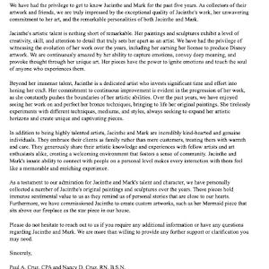 THROUGHOUT THE YEARS, HAVE COLLECTORS, GALLERY DIRECTORS, AND COMPANY LEADERS  EVER WRITTEN TO YOU TO SHARE THEIR THOUGHTS OR EMOTIONS ABOUT YOUR WORK? by JACINTHE LACROIX. MASTER SCULPTOR AND ARTIST, Image 6.