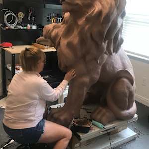 JACINTHE LACROIX. MASTER ARTIST AND SCULPTOR DELIVERED NOVEMBER 19, 2024 TO NEW COLLECTOR HOME FROM CORAL GABLES, FLORIDA OF THE BRONZE LION. LEFT SIDE by JACINTHE LACROIX. MASTER SCULPTOR AND ARTIST, Image 2.
