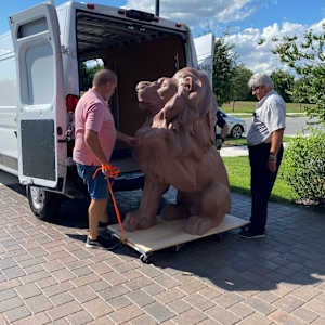 JACINTHE LACROIX. MASTER ARTIST AND SCULPTOR DELIVERED NOVEMBER 19, 2024 TO NEW COLLECTOR HOME FROM CORAL GABLES, FLORIDA OF THE BRONZE LION. LEFT SIDE by JACINTHE LACROIX. MASTER SCULPTOR AND ARTIST, Image 10.