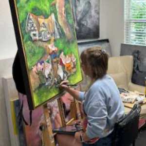 A BUNDLE OF JOY  (7 DWARFS) PAINTING.    . by JACINTHE LACROIX. MASTER SCULPTOR AND ARTIST, Image 2.