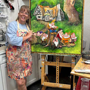 A BUNDLE OF JOY  (7 DWARFS) PAINTING.    . by JACINTHE LACROIX. MASTER SCULPTOR AND ARTIST, Image 3.