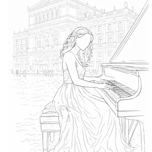 WHEN THE WORLD LISTENS WITH  PAINTING PLUS UNDER SHOWING THE MAP OF MUSIKVEREIN (CONCERT HALL)  IN VIENNA. by JACINTHE LACROIX. MASTER SCULPTOR AND ARTIST, Image 1.