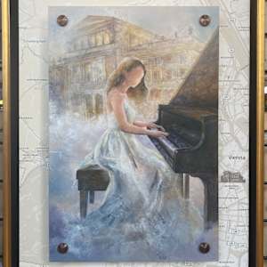 WHEN THE WORLD LISTENS WITH  PAINTING PLUS UNDER SHOWING THE MAP OF MUSIKVEREIN (CONCERT HALL)  IN VIENNA. by JACINTHE LACROIX. MASTER SCULPTOR AND ARTIST, Image 3.