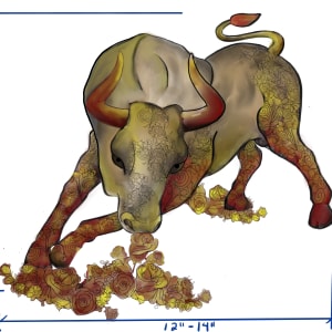 Bull and Roses by Jacinthe Lacroix 