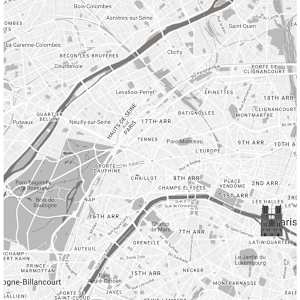 A GOLDEN SOIREE PAINTING PLUS UNDER SHOWING THE MAP OF PARIS WITH NOTRE-DAME DE PARIS by JACINTHE LACROIX. MASTER SCULPTOR AND ARTIST, Image 1.