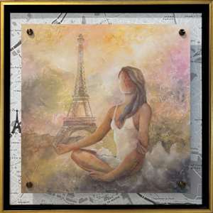 MEDITATION BENEATH THE PARISIAN SKY PAINTING PLUS UNDER SHOWING  THE  MAP OF PARIS WITH THE EIFFEL TOWER by JACINTHE LACROIX. MASTER SCULPTOR AND ARTIST, Image 3.