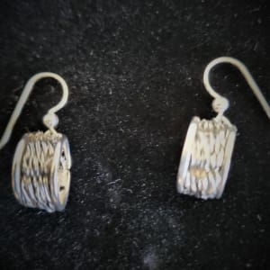 JEWELRY  -  Italian Miniature Painting Necklace & Woven Silver Earrings  Image: Woven Silver Earrings CloseUp