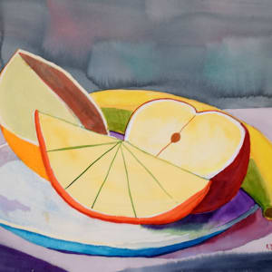 Still life with cut fruit by Robert A. Daniel