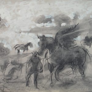 Portfolio #1848,  [1972-1996] Pastels, Charcoal, Goauche, Pencil  Image: sketch for Winged Horse