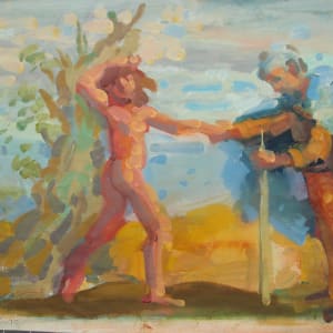 Portfolio #1874, Oils on Paper and Cardboard [1974-2000]  Image: "From the Tempest: Prospero and Ariel" 1978, oil on paper, 12.25x16.25