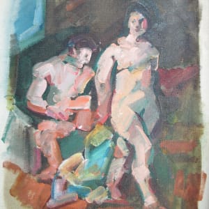 Portfolio #1953 Oils on paper & cardboard [1960-1967] Magdalen, Lovers, transcriptions, portraits by Rosemarie Beck (Rosemarie Beck Foundation)  Image: Oil on linen, unstretched, 15.5x12"