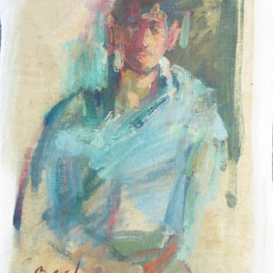 Portfolio #1953 Oils on paper & cardboard [1960-1967] Magdalen, Lovers, transcriptions, portraits by Rosemarie Beck (Rosemarie Beck Foundation)  Image: Oil on linen, unstretched, 13x9"