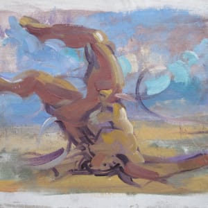 Portfolio #1970, Oils on paper and unstretched linen [1985-1989, 1993] Atalanta, Icarus, Yaddo, The Wall  Image: #1970.5, Icarus, oil on linen, unstretched, 13x16.5", 1986