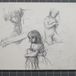 Sketchbook #1977 pencil and ink figures sketches, 9x12 