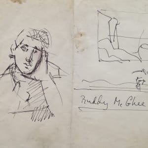 Envelope #1980 Envelope of drawings [1960s, 1980s, 1990, 2002] pencil, blue ink, gouache  Image: #1980.11,  Buddy McGhee, ink on paper, 8.5x11"