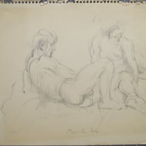Portfolio #1981 Drawings, pastels, oils, watercolor [1963-1973] Two on a Bed, Lovers by Rosemarie Beck (Rosemarie Beck Foundation)  Image: #1981.139, pencil on paper, 10.5x13.75", 1966