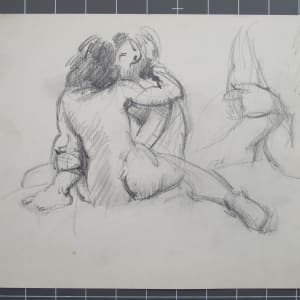 Portfolio #1981 Drawings, pastels, oils, watercolor [1963-1973] Two on a Bed, Lovers  Image: #1981.34, pencil on paper, 9x12"