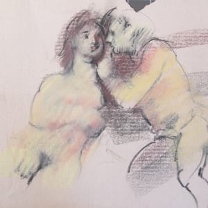 Portfolio Box #1983, 1960's drawings [1961-1967] Christmas cards, Lovers, Magdalen, Roger by Rosemarie Beck (Rosemarie Beck Foundation)  Image: #1983.175, charcoal, pastel on pink paper, 9.5x12.5"