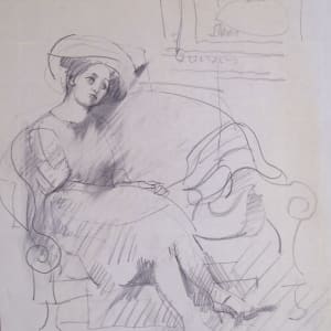 Portfolio Box #1983, 1960's drawings [1961-1967] Christmas cards, Lovers, Magdalen, Roger  Image: #1983.53, pencil on paper, 11.75x9"