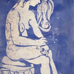 Portfolio #1990 Linocuts and works on paper [1961-1963]  Image: #1990.002, Linocut, Seated Woman, 1963