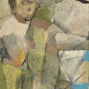Portfolio #1993, Abstract Collages, still life, portraits [1952-1958]  Image: #1993.12, 1957, oil and charcoal collage, 22x13.5"