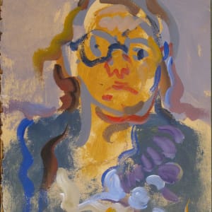 Portfolio #1996 Oil sketches [1980-1988] Atalanta, Judgment of Paris, Self Portrait, Antigone  Image: #1996.02, Self Portrait, 1983, oil on paper, 10.5x7.75"