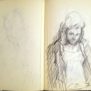 Sketchbook #2002 pencil sketches [1973-1974] commuters, Christmas angels  Image: #2002.11