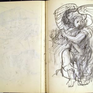 Sketchbook #2002 pencil sketches [1973-1974] commuters, Christmas angels  Image: #2002.16