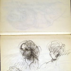 Sketchbook #2002 pencil sketches [1973-1974] commuters, Christmas angels  Image: #2002.22