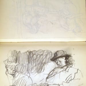 Sketchbook #2002 pencil sketches [1973-1974] commuters, Christmas angels  Image: #2002.46