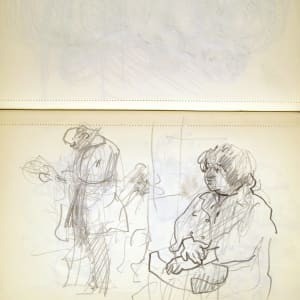Sketchbook #2002 pencil sketches [1973-1974] commuters, Christmas angels  Image: #2002.60