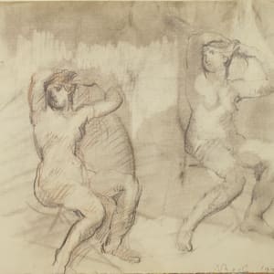Portfolio #2008 Lovers and Orpheus drawings [1969-1971] pencil, charcoal, pastel on paper by Rosemarie Beck (Rosemarie Beck Foundation)  Image: #2008.47, Orpheus studies, 1970, 12x14"