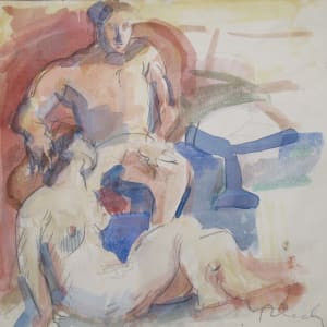 Portfolio #2010 Drawings in pencil, pastel, watercolors [1963-1987] Marguerite, Lovers, Tempest, Orpheus, Atalanta by Rosemarie Beck (Rosemarie Beck Foundation)  Image: #2010.118, watercolor and pencil on paper, ca. 1969, 7.25x7.5"