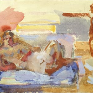Portfolio #2010 Drawings in pencil, pastel, watercolors [1963-1987] Marguerite, Lovers, Tempest, Orpheus, Atalanta  Image: #2010.151, watercolor on paper, 1969, 7.5x11"