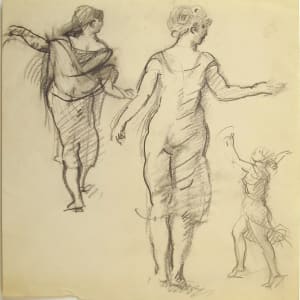 Portfolio #2010 Drawings in pencil, pastel, watercolors [1963-1987] Marguerite, Lovers, Tempest, Orpheus, Atalanta  Image: #2010.162, pencil on paper, 9x9"