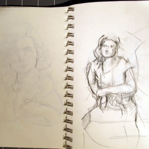 Sketchbook #2028 Pencil and ink ketches [2001] Self Portrait, Studio, Phaedra, Kishiko  Image: #2028.07