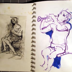 Sketchbook #2028 Pencil and ink ketches [2001] Self Portrait, Studio, Phaedra, Kishiko  Image: #2028.09