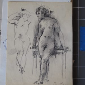Portfolio #2043 Lovers, Magdalen [1960-1967] pencil, ink, charcoal, pastel, gouache, oil by Rosemarie Beck (Rosemarie Beck Foundation)  Image: #2043.010, pencil on paper, 7x5.5"