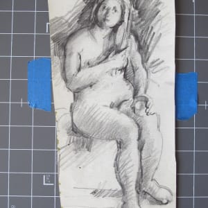 Portfolio #2043 Lovers, Magdalen [1960-1967] pencil, ink, charcoal, pastel, gouache, oil by Rosemarie Beck (Rosemarie Beck Foundation)  Image: #2043.174, Magdalen study, pencil on paper, 11x5.5"