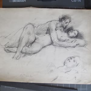 Portfolio #2043 Lovers, Magdalen [1960-1967] pencil, ink, charcoal, pastel, gouache, oil  Image: #2043.179, pencil on paper, 12.5x17"