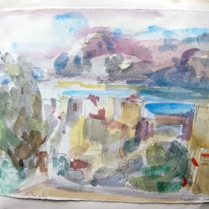 Travel Sketchbook #2054, Italy: Syracuse, Florence, Aosta, Gressoney [June-August 1982]  Image: Mondello June 17, watercolor and ink and pencil on paper